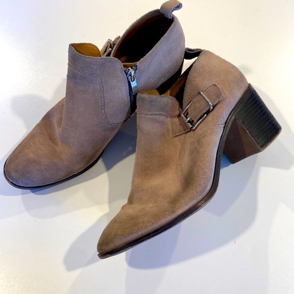 Franco Sarto Shoes - Franco Sarto tan suede leather ankle boots size women’s 10 40 EU 2.5” block heel